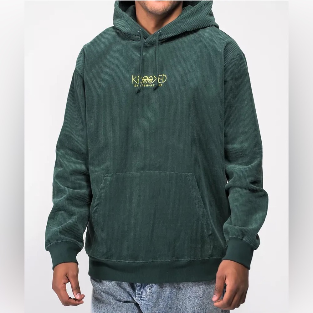 Krooked Eyes Dark Green Corduroy Hoodie